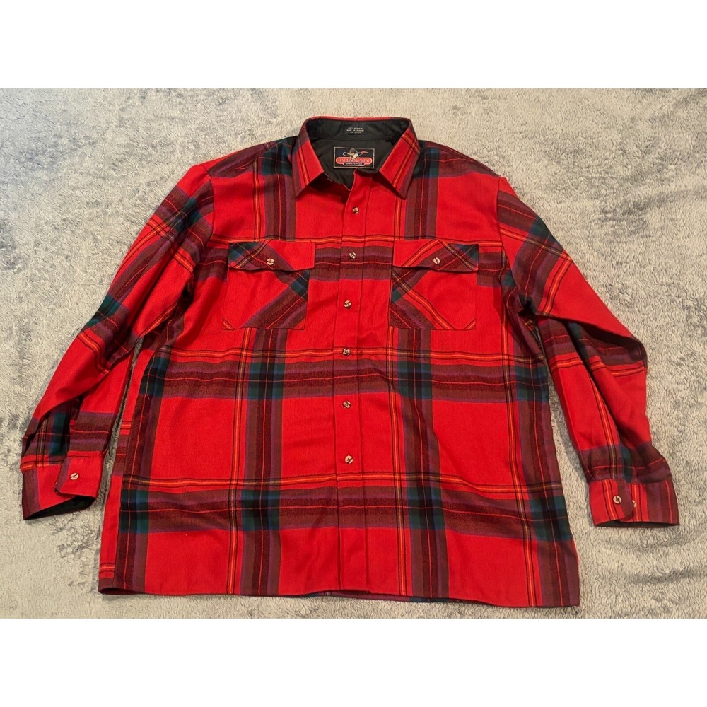 Vintage BackPacker Sportswear Shirt Mens XL Red Plaid Flannel Button Down